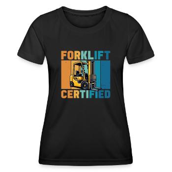 Forklift operator retro forklift certified - Women's Functional T-Shirt - black - Front - AI Model Female 172 light (172cm)