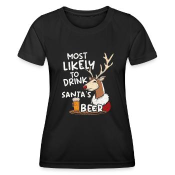Ugly Christmas Sweater Christmas Xmas Santa Beer - Women's Functional T-Shirt - black - Front - AI Model Female 172 light (172cm)