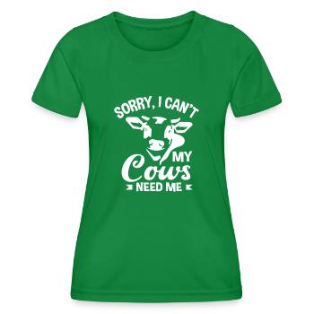 Tut Mir Leid, Meine Kühe Brauchen Mich - Frauen Funktions-T-Shirt - Kelly Green - Vorne - AI Model Female 172 dark (172cm)