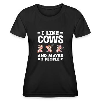 J’aime les vaches et peut-être trois personnes - T-shirt sport Femme - noir - Devant - AI Model Female 172 light (172cm)