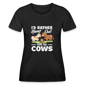 Je préfère passer du temps avec mes vaches - T-shirt sport Femme - noir - Devant - AI Model Female 172 light (172cm)