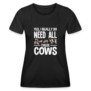 Ouais, j’ai besoin de toutes ces vaches - T-shirt sport Femme - noir - Devant - AI Model Female 172 light (172cm)