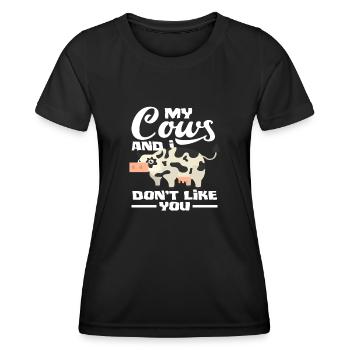 Ma vache et moi ne t’aimons pas - T-shirt sport Femme - noir - Devant - AI Model Female 172 light (172cm)