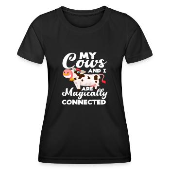 Mes vaches et moi sommes liées comme par magie - T-shirt sport Femme - noir - Devant - AI Model Female 172 light (172cm)