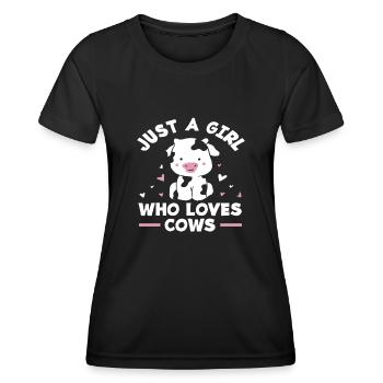 Juste une fille qui aime les vaches - T-shirt sport Femme - noir - Devant - AI Model Female 172 light (172cm)