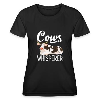 Chuchotement des vaches Ferme Love Vaches - T-shirt sport Femme - noir - Devant - AI Model Female 172 light (172cm)