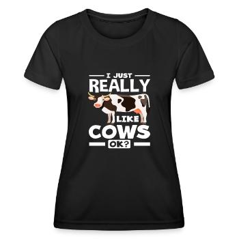 J’aime beaucoup les vaches ok fan de vache - T-shirt sport Femme - noir - Devant - AI Model Female 172 light (172cm)