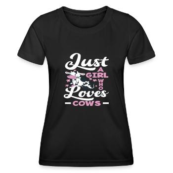 Une fille qui aime les vaches - T-shirt sport Femme - noir - Devant - AI Model Female 172 light (172cm)