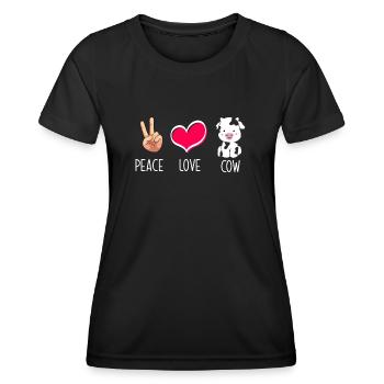 Paix amour vache illustration - T-shirt sport Femme - noir - Devant - AI Model Female 172 light (172cm)