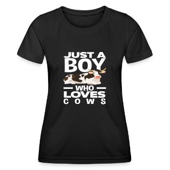 Un garçon qui aime les vaches - T-shirt sport Femme - noir - Devant - AI Model Female 172 light (172cm)