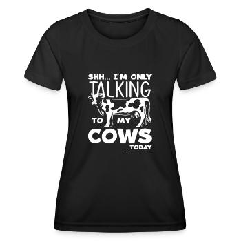 ssh Je ne parle qu’à mes vaches aujourd’hui - T-shirt sport Femme - noir - Devant - AI Model Female 172 light (172cm)