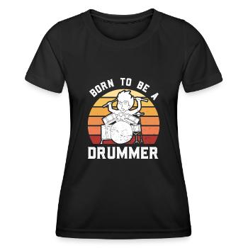 Schlagzeuger Schlagzeug spielen - Frauen Funktions-T-Shirt - Schwarz - Vorne - AI Model Female 172 light (172cm)