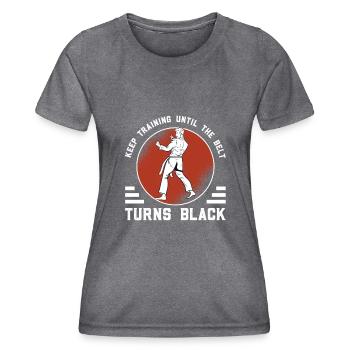 Karaté Ceinture Noire - T-shirt sport Femme - mélange sombre  - Devant - AI Model Female 172 light (172cm)