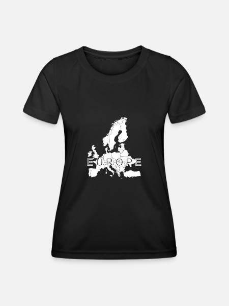 Europa Karte EU Urlaub Frieden Reisen - Frauen Funktions-T-Shirt - Schwarz