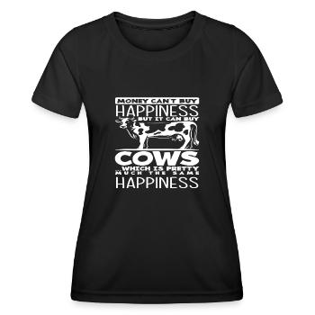 Le bonheur ne s’achète pas, mais les vaches le sont - T-shirt sport Femme - noir - Devant - AI Model Female 172 light (172cm)