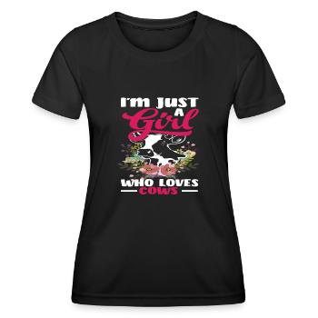 Je suis juste une fille qui aime les vaches - T-shirt sport Femme - noir - Devant - AI Model Female 172 light (172cm)