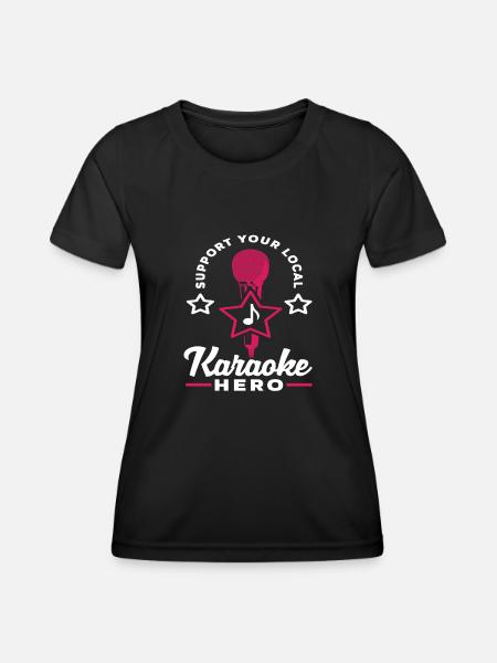 Soutenez votre héros local du karaoké - T-shirt sport Femme - noir