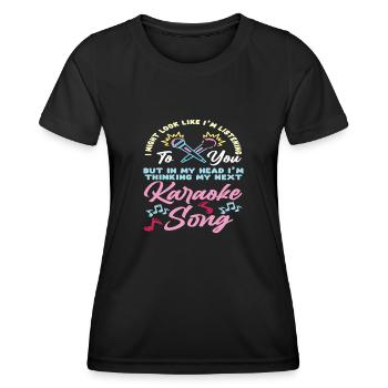 Ich Denke An Mein Nächstes Karaoke-Lied - Frauen Funktions-T-Shirt - Schwarz - Vorne - AI Model Female 172 light (172cm)