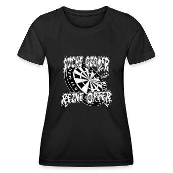 Jeu de fléchettes - Cherchez des adversaires, pas de victimes - T-shirt sport Femme - noir - Devant - AI Model Female 172 light (172cm)