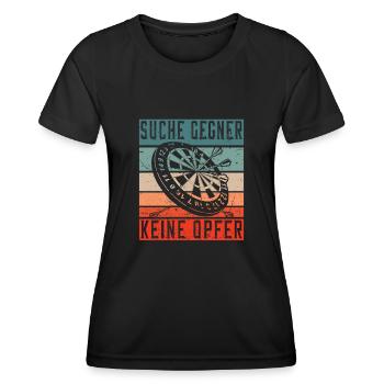Jeu de fléchettes - Cherchez des adversaires, pas de victimes - T-shirt sport Femme - noir - Devant - AI Model Female 172 light (172cm)