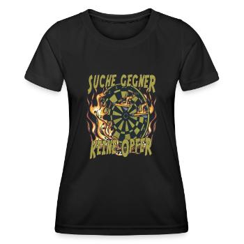 Jeu de fléchettes - Cherchez des adversaires, pas de victimes - T-shirt sport Femme - noir - Devant - AI Model Female 172 light (172cm)