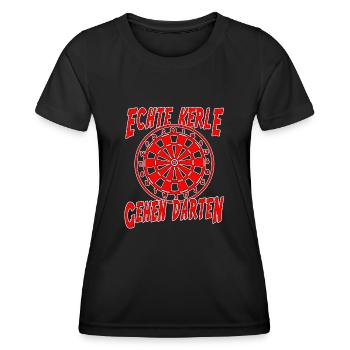 Jeu de fléchettes - Cherchez des adversaires, pas de victimes - T-shirt sport Femme - noir - Devant - AI Model Female 172 light (172cm)