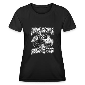 Sensemann Design - Suche Gegner, keine Opfer - Frauen Funktions-T-Shirt - Schwarz - Vorne - AI Model Female 172 light (172cm)