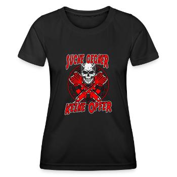 Jeu de fléchettes - Cherchez des adversaires, pas de victimes - T-shirt sport Femme - noir - Devant - AI Model Female 172 light (172cm)