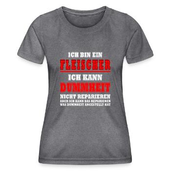 Dicton sur la viande Boucher Mangeur de viande Dicton - T-shirt sport Femme - mélange sombre  - Devant - AI Model Female 172 light (172cm)