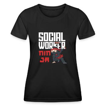 Travailleur social Ninja Warrior Design - T-shirt sport Femme - noir - Devant - AI Model Female 172 light (172cm)
