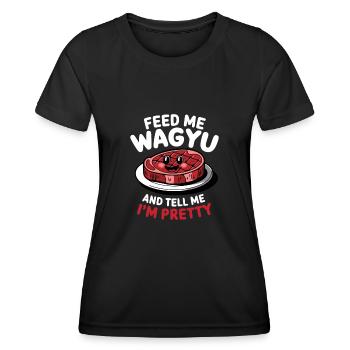 Wagyu Steak - T-shirt sport Femme - noir - Devant - AI Model Female 172 light (172cm)