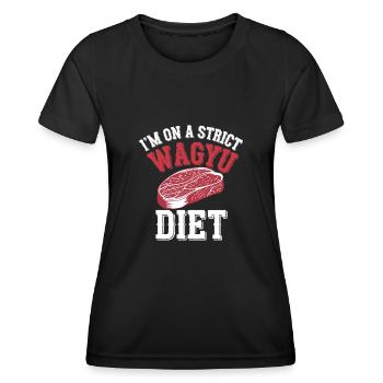 Wagyu Steak - T-shirt sport Femme - noir - Devant - AI Model Female 172 light (172cm)