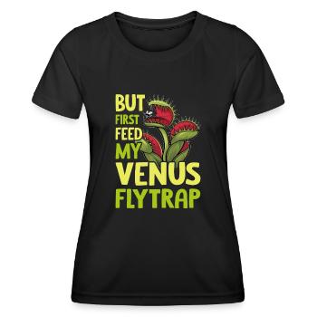 Venusfliegenfalle Karnivore Pflanze Design - Frauen Funktions-T-Shirt - Schwarz - Vorne - AI Model Female 172 light (172cm)