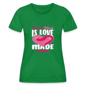 Soziale Arbeit Ist Liebe Sichtbar - Frauen Funktions-T-Shirt - Kelly Green - Vorne - AI Model Female 172 dark (172cm)