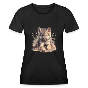 Wölfe Wolf - Frauen Funktions-T-Shirt - Schwarz - Vorne - AI Model Female 172 light (172cm)