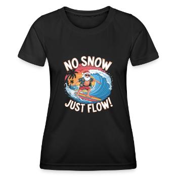 Weihnachtsmann Surfer Strand Weihnachten - Frauen Funktions-T-Shirt - Schwarz - Vorne - AI Model Female 172 light (172cm)