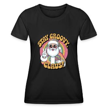 Weihnachtsmann Retro Santa Claus Disco - Women's Functional T-Shirt - black - Front - AI Model Female 172 light (172cm)
