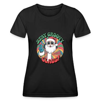 Weihnachtsmann Retro Santa Claus Disco - Women's Functional T-Shirt - black - Front - AI Model Female 172 light (172cm)