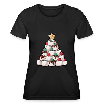 Weihnachten Weihnachtsbaum Marshmallow - Frauen Funktions-T-Shirt - Schwarz - Vorne - AI Model Female 172 light (172cm)