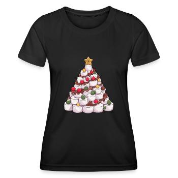 Weihnachten Weihnachtsbaum Marshmallow - Frauen Funktions-T-Shirt - Schwarz - Vorne - AI Model Female 172 light (172cm)
