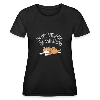 Katzenspruch Katze für Katzenbesitzer - Frauen Funktions-T-Shirt - Schwarz - Vorne - AI Model Female 172 light (172cm)