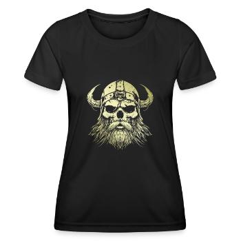 Wikinger Totenkopf Valhalla Gold - Frauen Funktions-T-Shirt - Schwarz - Vorne - AI Model Female 172 light (172cm)