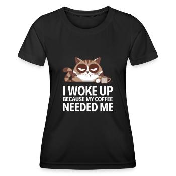 Funny Coffee Cats Saying - Women's Functional T-Shirt - black - Front - AI Model Female 172 light (172cm)