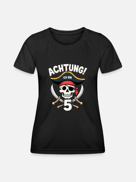 5. Geburtstag Piraten Geschenk Jungs Jungen - Frauen Funktions-T-Shirt - Schwarz