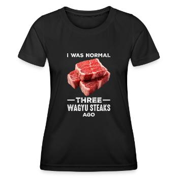 Wagyu Steak - T-shirt sport Femme - noir - Devant - AI Model Female 172 light (172cm)