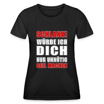 Fett Spruch - Dicker Bauch Spruch - Frauen Funktions-T-Shirt - Schwarz - Vorne - AI Model Female 172 light (172cm)