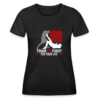 Krav Maga Formation Arts Martiaux - T-shirt sport Femme - noir - Devant - AI Model Female 172 light (172cm)