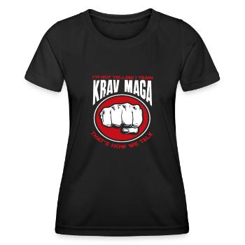 Défense de la langue Krav Maga - T-shirt sport Femme - noir - Devant - AI Model Female 172 light (172cm)