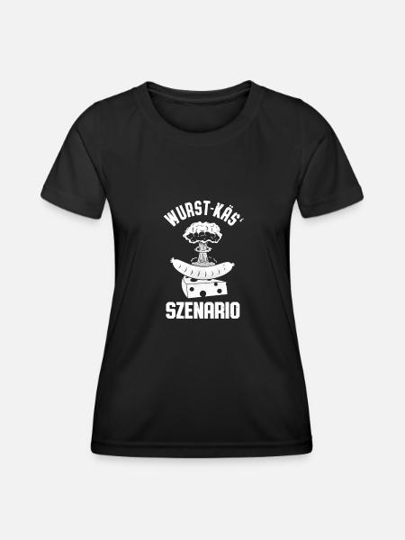 Wurst-Käs‘ Szenario Bratwurst Käse Wortspiel Spaß - Frauen Funktions-T-Shirt - Schwarz