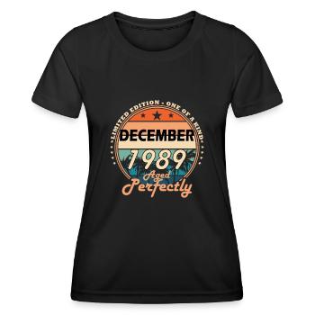 Geboren Dezember 1989 Vintage - Frauen Funktions-T-Shirt - Schwarz - Vorne - AI Model Female 172 light (172cm)